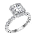 thumbnail image 2 of Oryn Jewel Women's Emerald Cut Diamond Ring - 1.5 Ct Lab-Created Simulated Diamond Rings - Halo Solitaire with Accents Setting in 14K White Gold Over Rings - Elegant Gift for Wife, 2 of 5