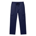 thumbnail image 3 of Liuinsasek Men's Straight Leg Cargo Pants Drawstring Elastic with Multi-Pockets Waist Casual Loose Outdoor Sports Long Pants, 3 of 7