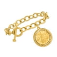 thumbnail image 3 of Ross-Simons Italian 18kt Gold Over Sterling Replica Lira Coin and Oval Link Toggle Bracelet, Women's, Adult, 3 of 4