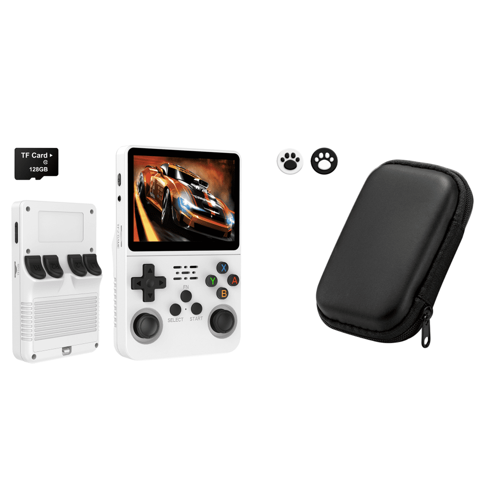 Console Rétro R36S – Linux, Écran IPS 3,5'' – 64 Go + 15 000 Jeux – Portable, Lecteur Vidéo – Cadeau Gamer (Blanc)