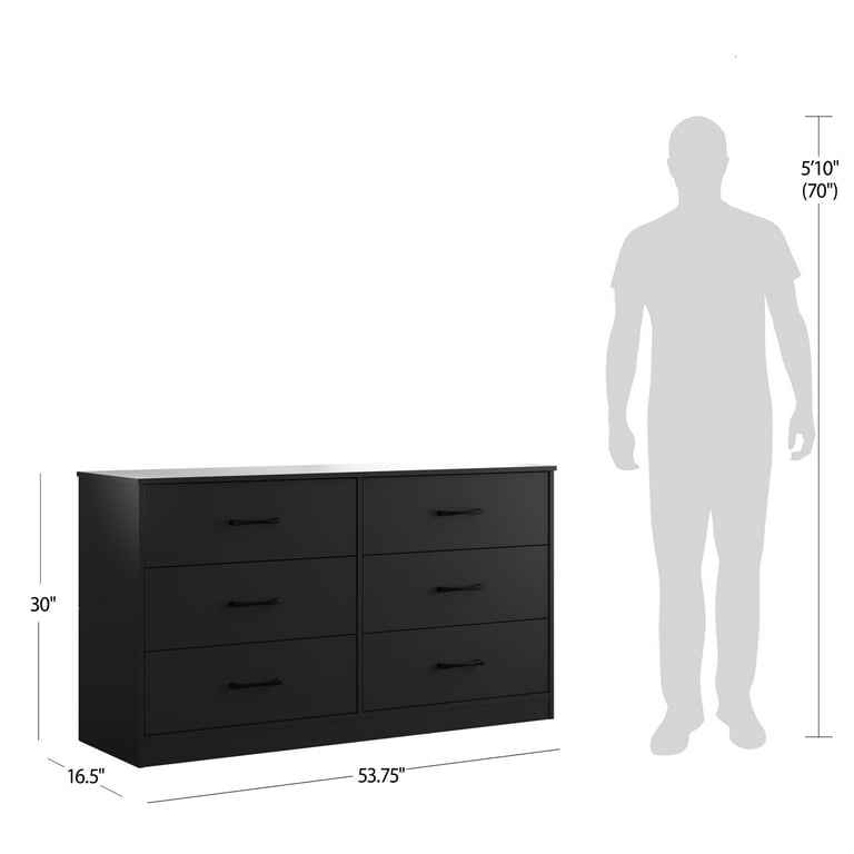 Mainstays Ardent 6 Drawer Dresser, 53.75" Wide, Black