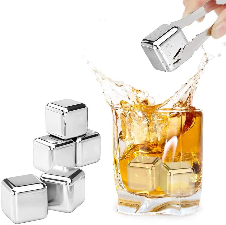 8 PCS Stainless Steel Chilling Reusable Ice Cubes for Whiskey Wine Drinks USA 