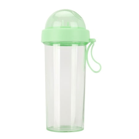 

XDian 420/600ml Portable Dual Straw Separate Drink Water Beverage Bottle Couples Gift