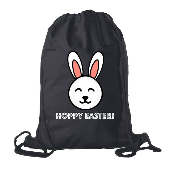 Easter Basket Backpack Bulk Cotton Drawstring Cinch Bags Easter Bunny Gift Bags - Hoppy Easter