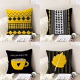 thumbnail image 2 of Juego De Fundas De Almohadas Estampadas 45×45cm, 4 Piezas Liso Amarillo Con Negro Hoja, 2 of 6