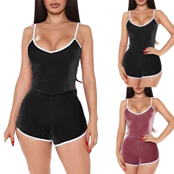 Women Shorts Set 2 Piece Sports Outfit Solid Color Crop Top Shorts Loungewear Pajamas Sets Casual Sportwear Tracksuit