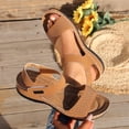 thumbnail image 5 of IEMIEMIEM Womens Orthopedic Walking Sandals Comfortable Arch Support Platform Wedge Thick Memory Foam Cushion Sport Plantar Fasciitis Shoes Ankle Strap Casual Summer Beach Shoes Brown 6.5 Wide, 5 of 7