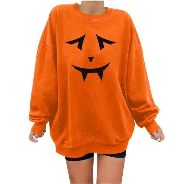 Sudadera de manga larga informal con cuello redondo y estampado de Halloween para mujer Fridja hj2846