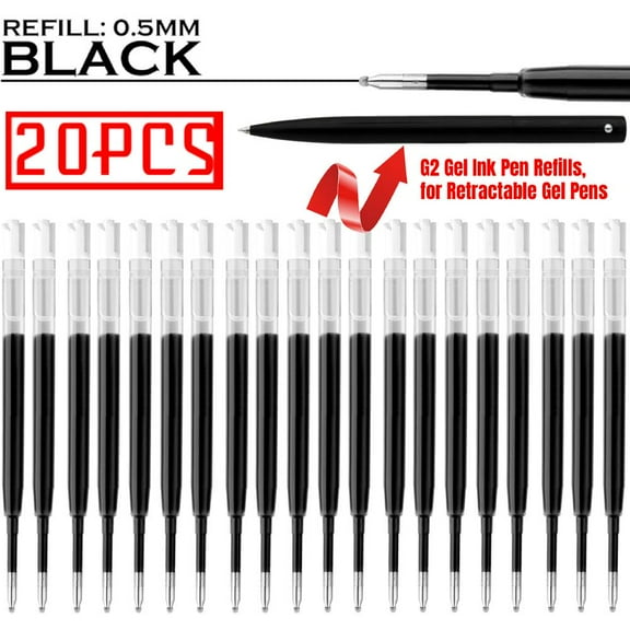 G2 Gel Ink Pen Refills, for Retractable Gel Pens, Gel Ink Rollerball Pens, 0.5 mm Fine Point, Pack of 20 (Black)