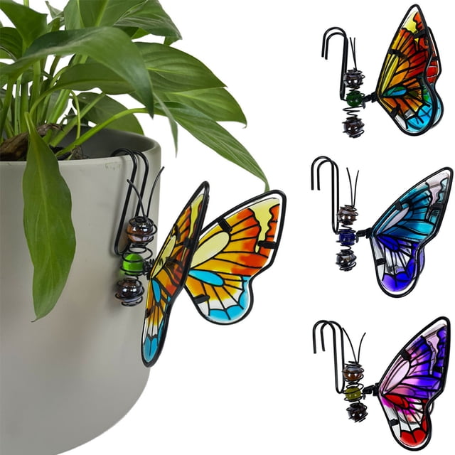 Glass Iron Art Flower Pot Pendant Insect Metal Glass Painted Pendant Potted Green Plant Personality Pendant