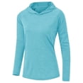 thumbnail image 5 of Maqroz Womens UPF 50+ Sun Protection Hoodie Shirt with Thumb Holes Long Sleeve Workout Fishing Hiking Hooded Uv Protection Shirts Lightweight Quick Dry Tops Outdoor Light Blue L, 5 of 6