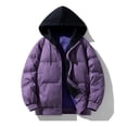 thumbnail image 6 of ClodeEU Womens Hooded Down Jacket ,Winter Warm Thicken Puffer Coats ,Casual Loose Zip Up Padded Quilted Coat Purple,Womens Plus L, 6 of 7