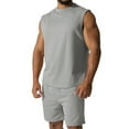 thumbnail image 2 of Vedolay Short Outfits For Men Men's Short Sleeve Tracksuit Summer Shirt & Shorts Set,Gray 3XL, 2 of 4