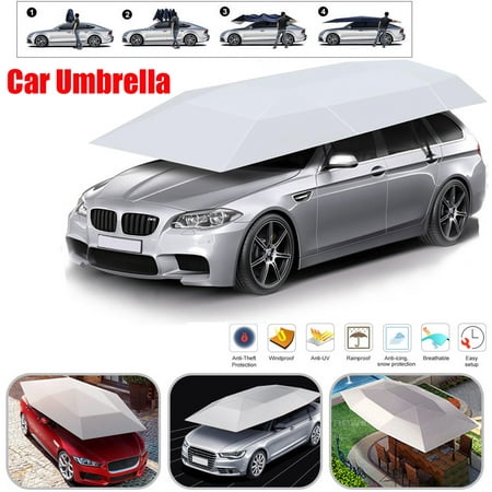 Foldable Semi-automatic U niversal Car Tent Movable Carport Car Umbrella Sun Shade Roof Cover Awning Rain UV Protection