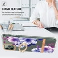 thumbnail image 2 of Allytech Floral Series Soft TPU Back Cover Ring Holder Kickstand Bumper Translucent Shockproof Slim Shell Cell Phone Case Cover for Apple iPhone 11 Pro Max, Purple Flower, 2 of 4