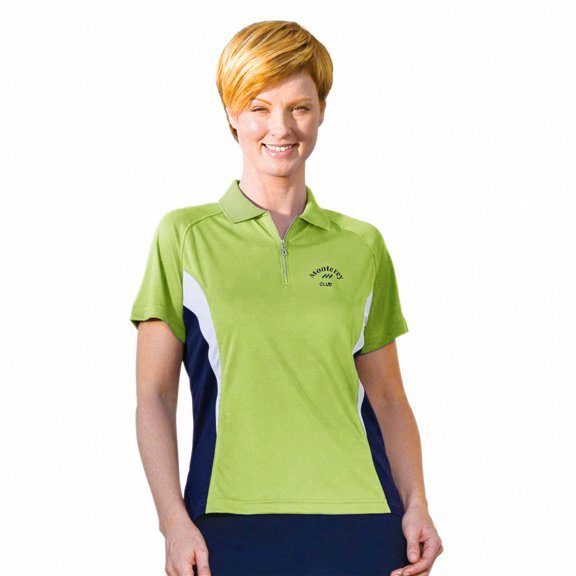 Monterey Club Women's Molly Double Contrast Zip Golf Polo Shirt #2138