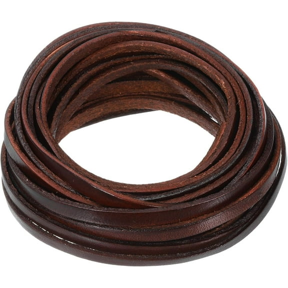 RUseeN 2pcs 5.5 Yards 3mm Flat Genuine Leather Laces, Leather Strips Cord, Full Grain Cowhide Straps String for Braided, Braiding, Shoes, Jewelry Making and Craft (Dark Brown Espresso)