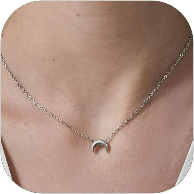 Collares Para Mujer Plata 925 Dijes Collar Luna Estrella Corazón Cadena De Oro 18K/ Plata 925/ Oro Rosa Gargantilla Minimalista Joyeria Para Mujer Accesorios