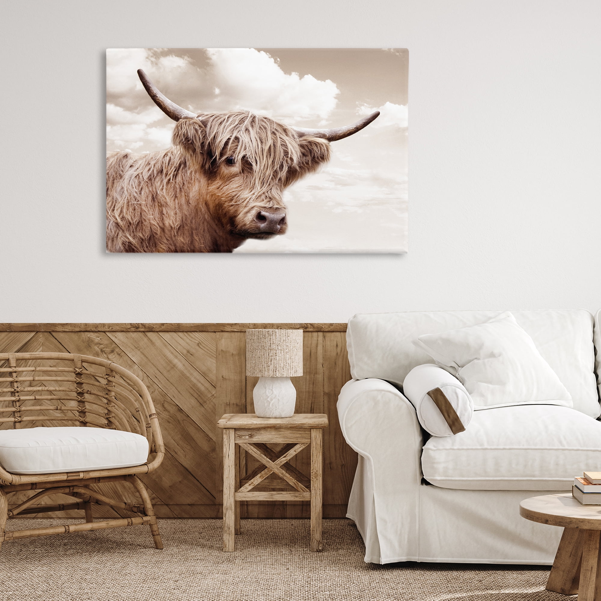 Stupell Industries Shaggy Highland Cow & Clouds Canvas Wall Art, design by CAD Designs