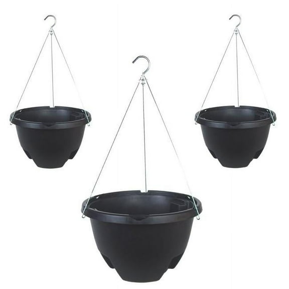 Unbranded EG425BK3P The Weekender 16 Plastic Self Watering  Black Hanging Planter (3 Pack)