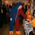 thumbnail image 4 of YNGKMEA Halloween Onesies Halloween Holiday Color Block Pajamas Long Sleeve Night Club Jumpsuits Hooded Spooky Horror Print Onesie Navy 3XL, 4 of 6