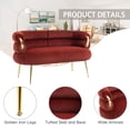 thumbnail image 4 of Small Velvet Loveseat, Accent Sofa, Velvet Upholstered Loveseat with Gold Metal Legs, Loveseat Sofa Furniture, Velvet Loveseat for Home Office Living Room Bedroom, 50"L x 26.57"W x 28.35"H, Wine Red, 4 of 10