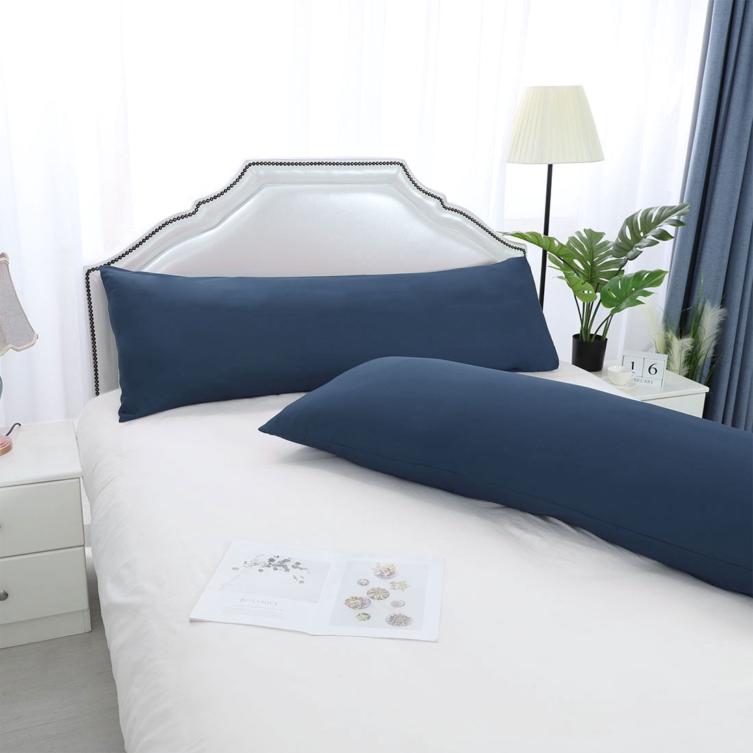 Unique Bargains Microfiber Solid Long Body Pillowcases, 2-Pack Navy 20" x 54"