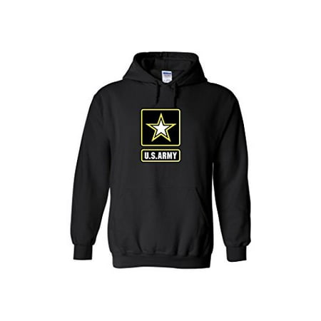 Army Logo Hooded Sweatshirt - US Army Emblem Logo PT Hoodie United States Army Hooded Sweatshirt (Small, Black)