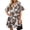 Brown, variant on Short Sleeve Women Floral Print Loose Fit Lapel V-neck Casual Mini Dress