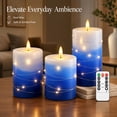 thumbnail image 2 of Set de velas LED sin llama haitanghua de 3 piezas, azul con control remoto, 2 of 9