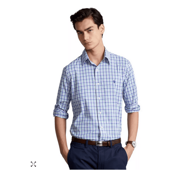 POLO RALPH LAUREN Men's Classic-Fit Performance Twill Shirt MULTI S