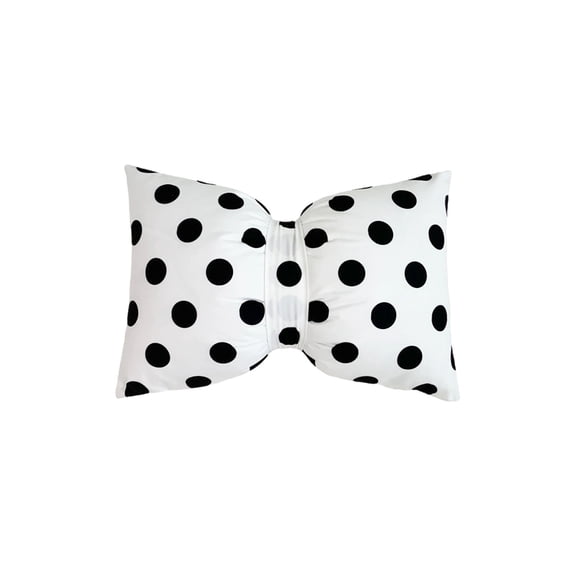 Polka Dot Bow Throw Pillow Cover, 50x33cm Rectangular Lumbar Cushion Case, Soft Velvet Couch Bed Sofa Decor, Modern Living Room Bedroom Aesthetic Household Ornament