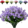 thumbnail image 1 of 10 Bundles Artificial Flowers Fake Daffodils Flowers UV Resistant No Fade Faux Greenery Faux Plastic Lotus for Wedding Garden Hanging Planter Indoor Porch Patio Office Home Decoration Purple, 1 of 7