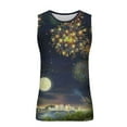 thumbnail image 3 of Penkiiy Mens 3D Fireworks Print Tank Top Novelty Graphic Breathable Sleeveless Flame Print Beach Shirt L Dark Blue, 3 of 4