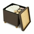 Humble Crew Collapsible Cube Storage Ottoman Foot Stool with Tray