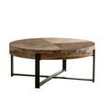 thumbnail image 4 of Hassch Retro Round Coffee Table, Fir Wood Table Top with Black Cross Legs Base, 31.29"L x 31.29"W x 13.38"H, 4 of 7