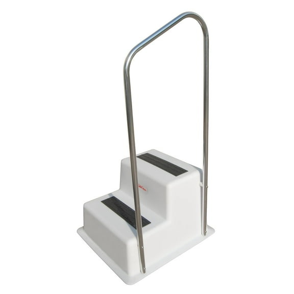 TAYLOR MADE PRODUCTS Stepsafe Double Dock Step Handrail Attachment, 19.5" W x 49" H, Includes Rail Only, Aluminum Construction, Added Safety, Fits 2-Step Models - 47201, Silver, White, Black