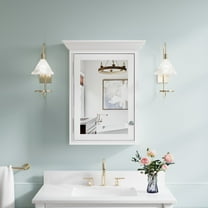 ANGELES HOME 24"x 30" Bathroom Medicine Cabinet with Mirrors, Wall Mounted Wooden Mirrors Cabinet with 2-Tier Shelves, Large Storage, Anti-Fog Glass Mirror Cabinet