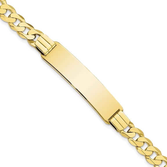 Auriga Fine Jewelry 10K Yellow Gold Flat Curb Link Id Bracelet 7" for Women