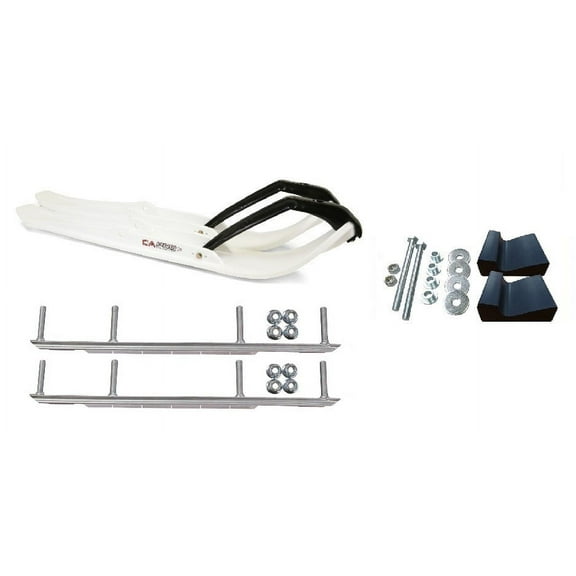 C&A Pro White XPT Snowmobile Skis w/ 9" Shaper Bars Complete Kit 2017-2020 Ski-Do Summit 4th Gen Chassis