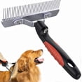 thumbnail image 1 of Dog Undercoat Rake Dog Rake Brush Long Toothed Grooming Rake Non-slip Handle - Dog Grooming Brush Compatible with Long-haired Pets, 1 of 5