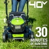 Greenworks 40V 20-inch Brushless Walk-Behind Push Lawn Mower W/4.0 Ah Battery and Quick Charger, 2516302
