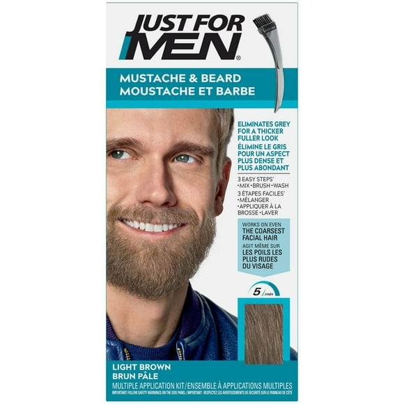 Just For Men Mustache & Beard M-25 Light Brown Brush-In Colour Gel, 1 Piece