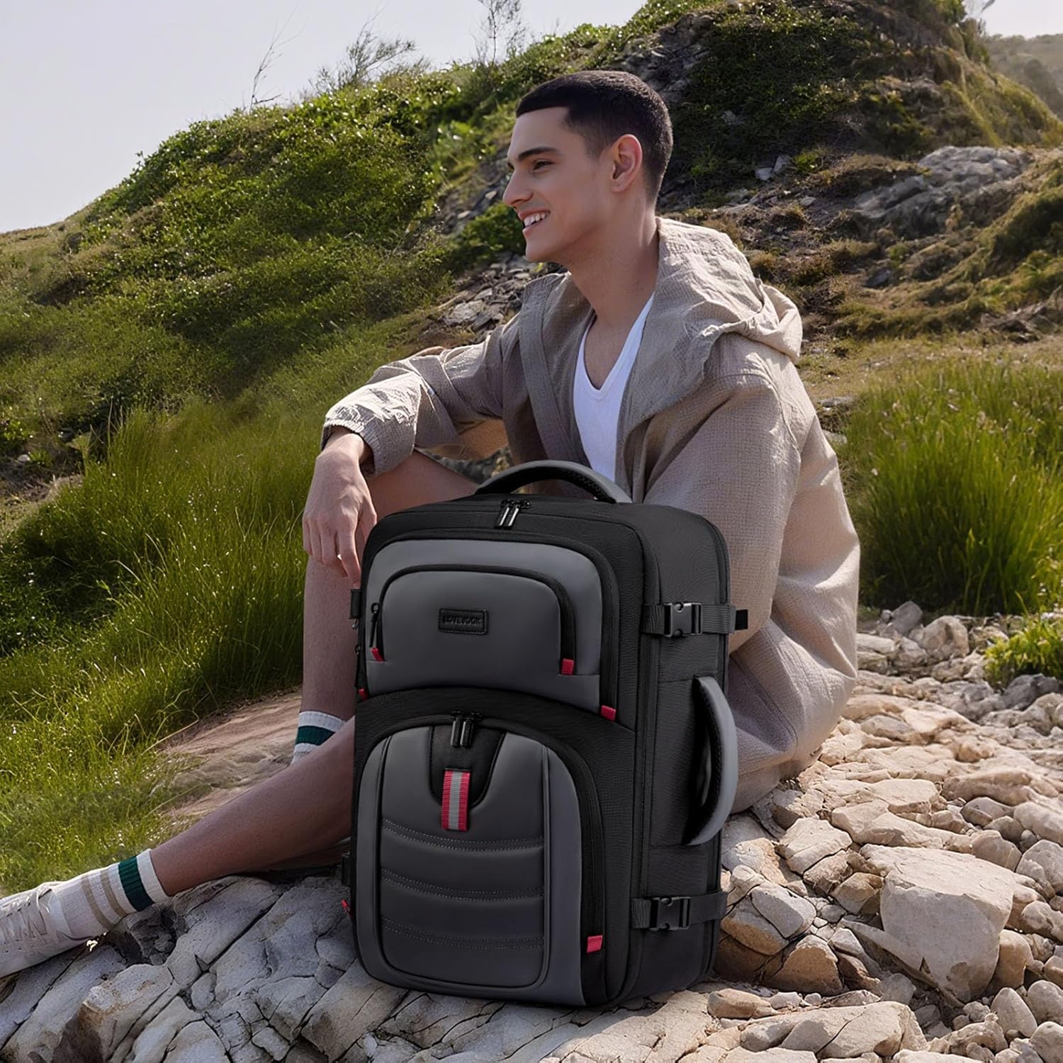 LOVEVOOK 40L Travel Backpack for Men, Airline Approved Carry On Luggage with 3 Packing Cubes, TSA Overnight Bags, Waterproof Personal Item Bag, Weekender Essentials Backpacks fits 17.3" Laptop