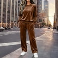 thumbnail image 2 of successthop Velour Sweatsuits 2PCS Sets Womens Long Sleeve Crewneck Tops and Pant Casual Tracksuit with Pockets, 2 of 9