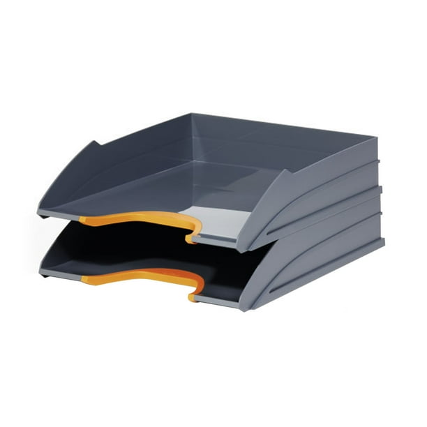 Varicolor Plastic Stackable Letter Storage Tray, Set of 2 Orange