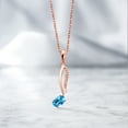 thumbnail image 4 of 18K Rose Gold Plated Silver Swiss Blue Topaz Treble Clef and Eighth Note 2 Pcs Music Pendant Necklace Jewelry Set for Women By Keren Hanan (1.05 Cttw, November Birthstone, Oval 6X4MM, Round 3MM), 4 of 6