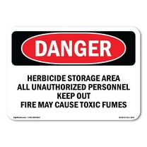 OSHA Danger Sign - Herbicide Storage Area | Plastic Sign | Protect Your Business, Construction Site, Warehouse & Shop Area |  Made in The USA