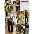 thumbnail image 6 of TEMOFON Womens Wide Leg Sweatpants High Waisted Baggy Cargo Pants Fashion Drawstring Athletic Joggers with pockets, 6 of 11
