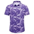 thumbnail image 4 of Mens T-shirts European Beach Men Trendy Comfortable Loose Sports Foreign Trade Business Casual Collar Button Open Shirt Short Sleeve Shirt Summer T Stretch Workout All Long Sleeve Mens Purple L, 4 of 4